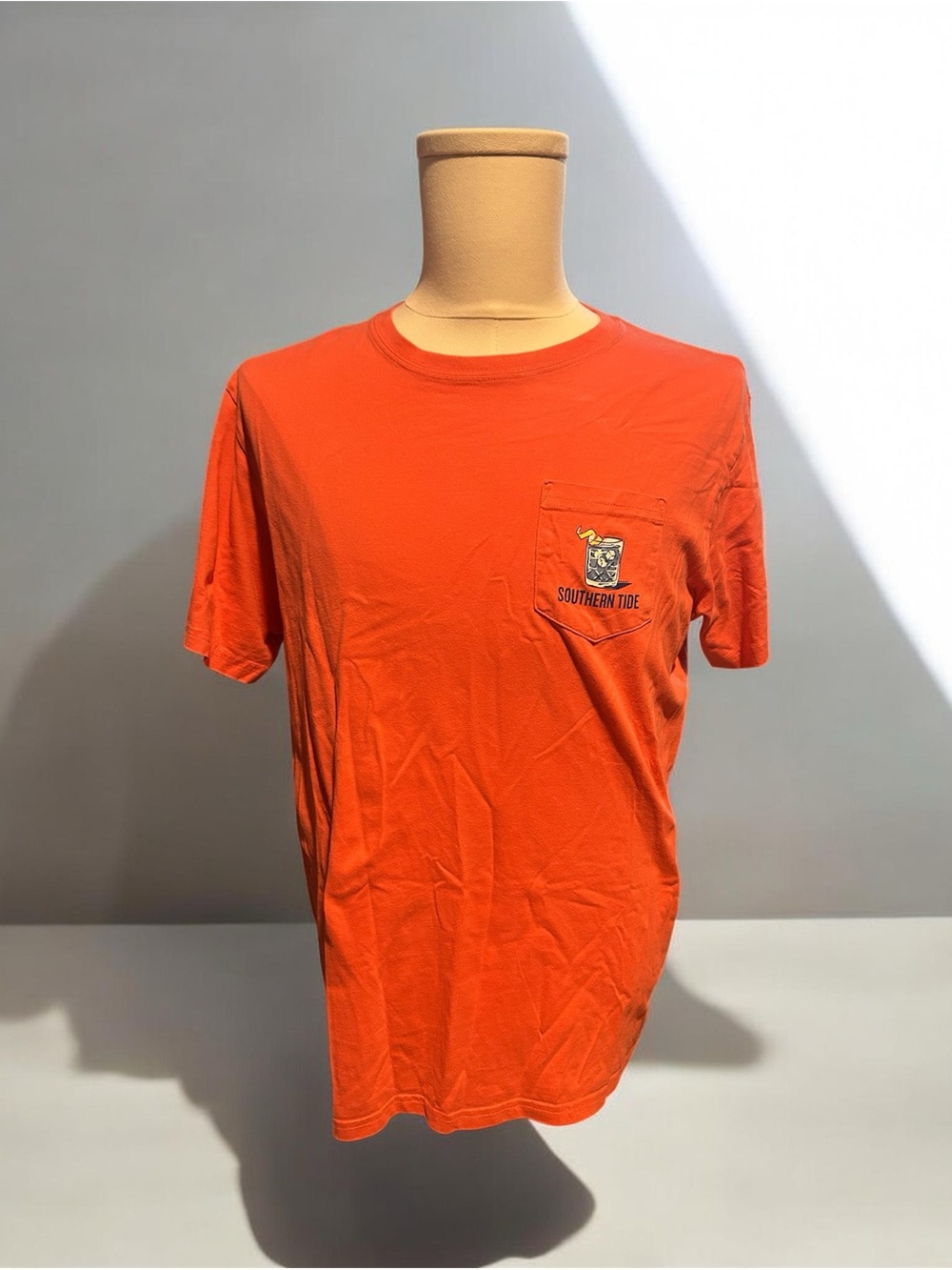 Southern Tide Men's Bright Orange Pocket Tee with Logo
